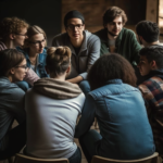 group of people sitting around